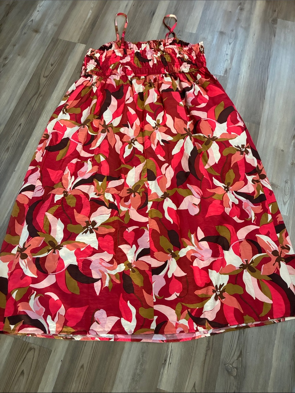 Target A New Day Dress Womens XXL Red Taupe Floral Print Sleeveless Midi Dress - Picture 3 of 12